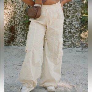 Aerie Cream Wide Leg Pants